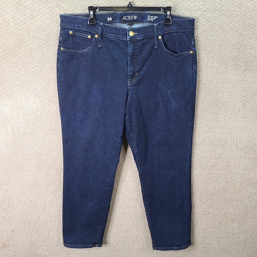 J.Crew Jeans Womens 34 Blue Slim Fit Cotton Blend Stretch Casual Denim Dark Wash